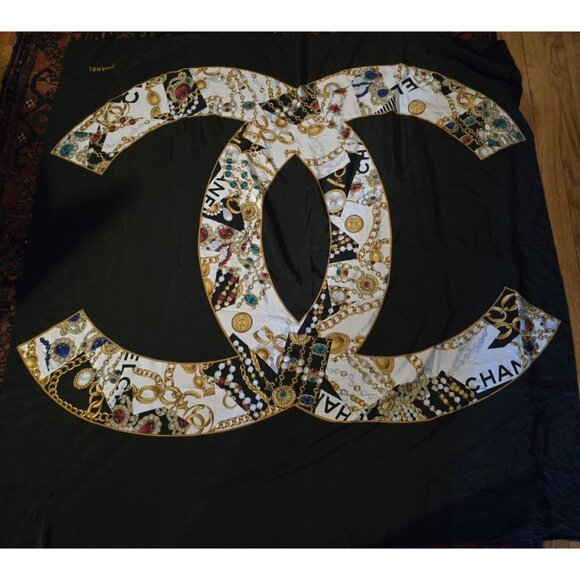 Chanel Silk Jeweled Double Check Silk Scarf (A7761) - Picture 3 of 9